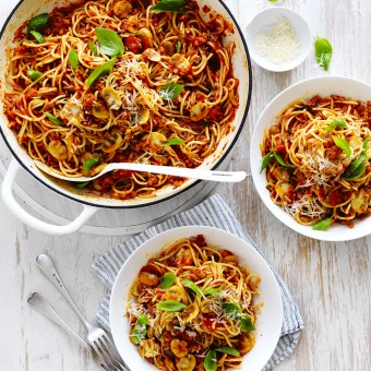 Mushroom Bolognese Recipe with Spaghetti