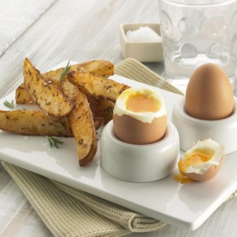 Soft Boiled Eggs and Baked Potato Wedges