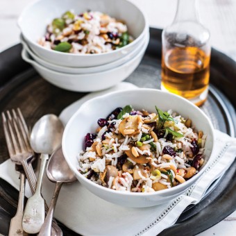 Rice salad with Mushrooms, Cranberry & Pine nuts
