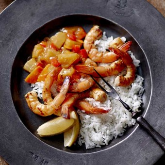 Honey Soy Prawns with Chunky Sweet and Sour Salsa
