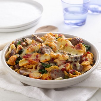 Baked Orecchiette with Italian Sausage and Tuscan Kale