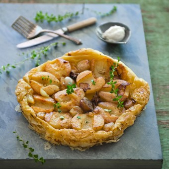 Pear and Shallot Tart Tartine with Goat's Curd