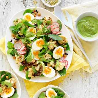Easy Cauliflower Salad recipe with Avocado Dressing