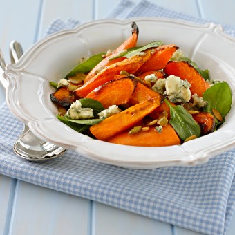 Roasted Carrot, Spinach and Blue Cheese Salad