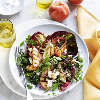 Grilled White Peach, Radicchio and Goats Cheese Salad