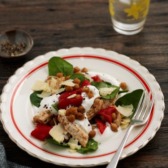 Spiced Chickpea, Chicken and Spinach Salad