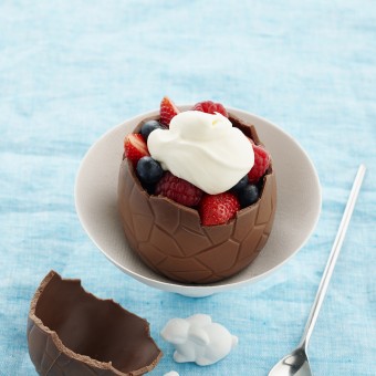 Berry Filled Easter Eggs with Cream