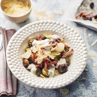 Roasted Sprouts with Bacon and Caesar