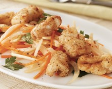 Salt & pepper squid with fennel & carrot salad
