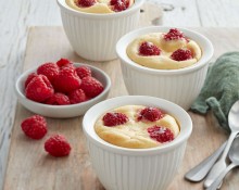 Baked Ricotta and Raspberry Puddings