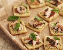 Basil Ricotta Tartlets with Smoked Trout