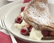 Chocolate Souffle Omelette with Berries and Yoghurt