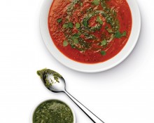 Roasted Tomato and Capsicum Soup with Salsa Verde