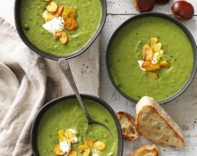 Chestnut, Spinach and Green Pea Soup