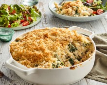 Chicken and Spinach Pasta Bake with Parmesan Crumbs