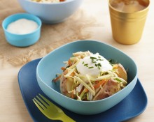 Baked Potatoes with Cheesy Chicken Coleslaw