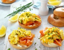 Breakfast Egg and Salmon Bagels