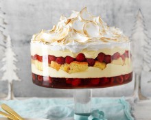Epic raspberry trifle with meringue top