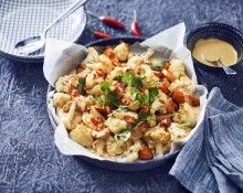 Roasted Carrot and Cauliflower with Creamy Curry Dressing
