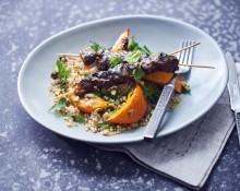 Roasted Pumpkin and Couscous Salad with Lamb Skewers