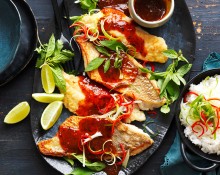 White Fish Fillets with Tamarind Lime and Chilli Sauce