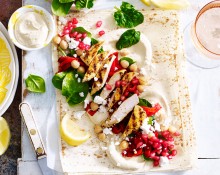 Chia Wraps with Pomegranate and Moroccan Chicken