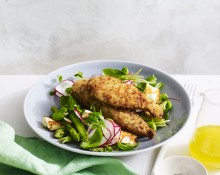 Chicken Breast Strips with Asparagus and Haloumi Salad