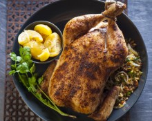 Chicken Roast with Couscous, Raisin and Pine Nut Stuffing