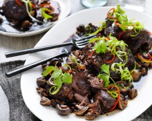 Asian-Style Slow Cooked Beef Cheeks with Mushrooms