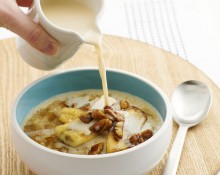 Cinnamon Quinoa Porridge With Banana Pecan Topping