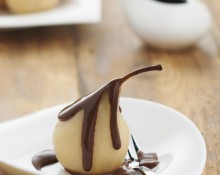 Poached Pears In Chocolate Sauce