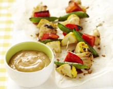 Vegetable Skewers with Satay Yoghurt Sauce