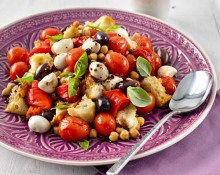 Roasted Red Panzanella Salad with Chick Peas