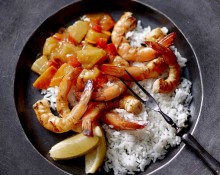 Barbecue Honey Soy Prawns with Chunky Sweet and Sour Salsa