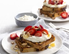 Honeyed Ricotta on Fruit Bread with Strawberries