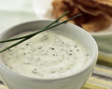 Garlic and Chive Dip with Pita Chips