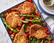 Herb Crusted Pork Cutlets with Veggie Medley