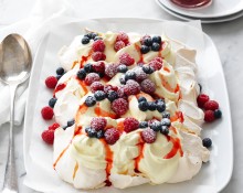 Berries and cream tray pavlova