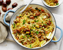 Chestnut, Italian Sausage and Fennel Spaghetti Recipe