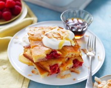 Tray Bake Pancake with Raspberry and Mango