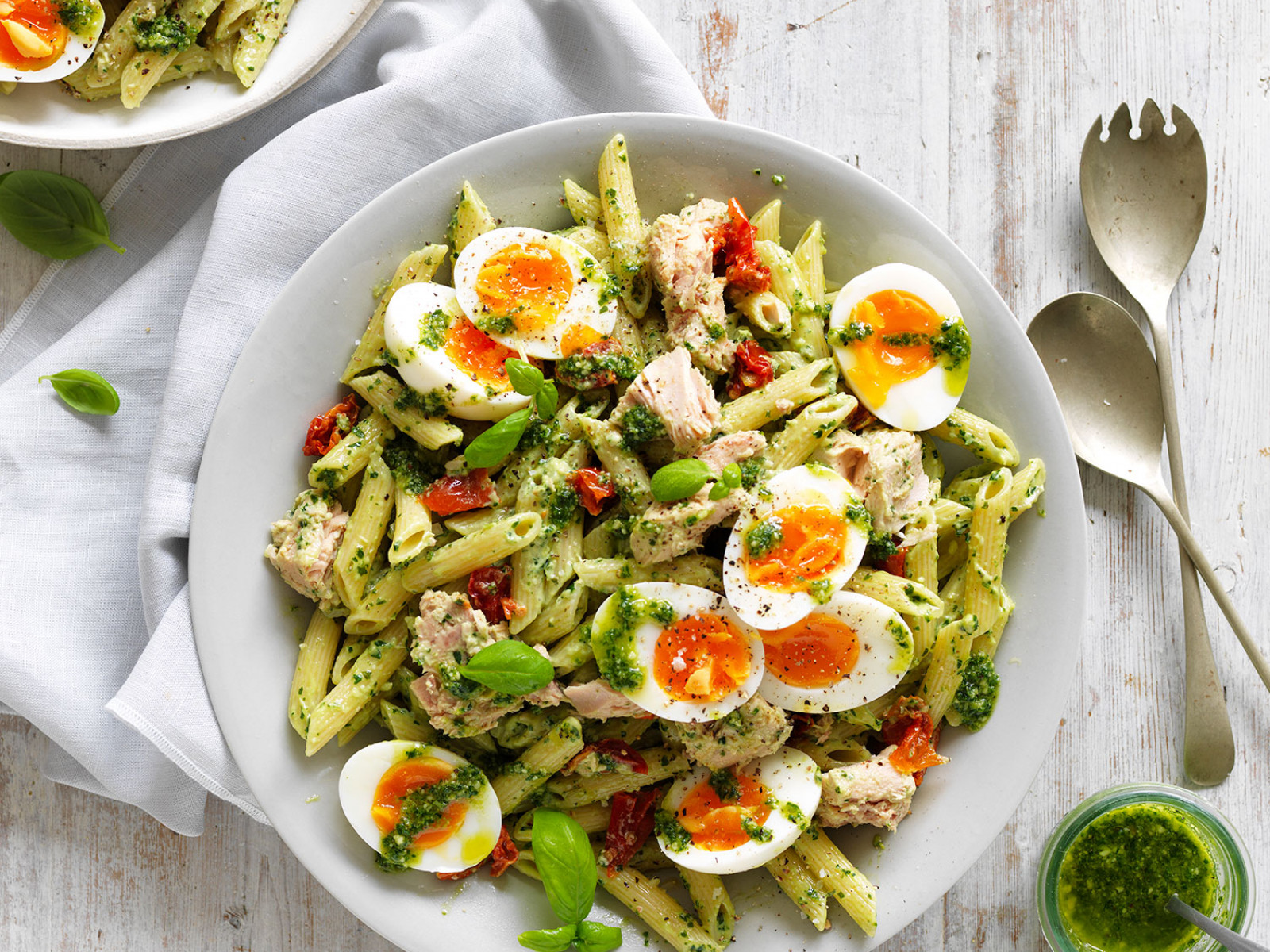 Pesto, Tuna and Egg Pasta Salad Recipe