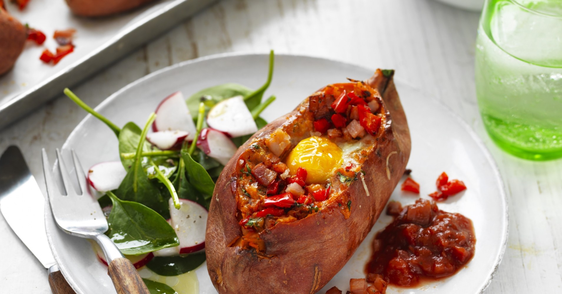 Air-fryer Sweet Potato Skins with Eggs Recipe | myfoodbook