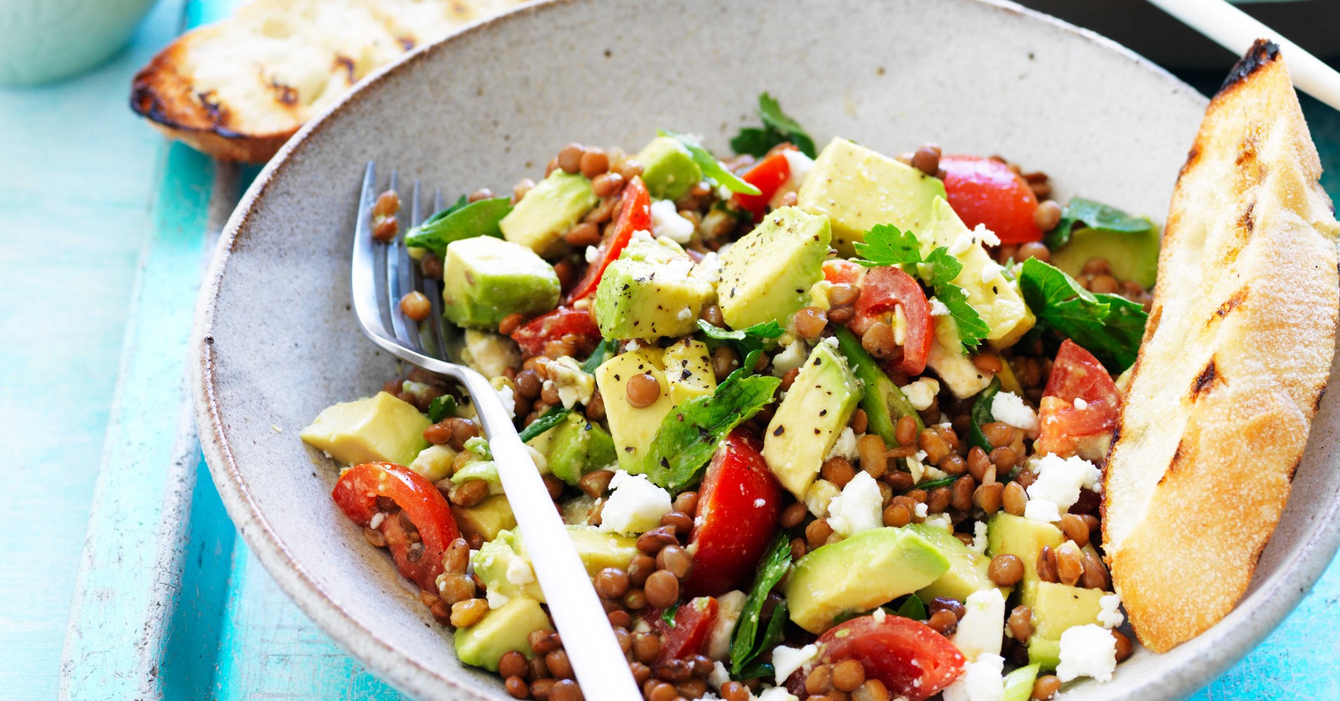 Avocado Lentilicious Salad Recipe | myfoodbook