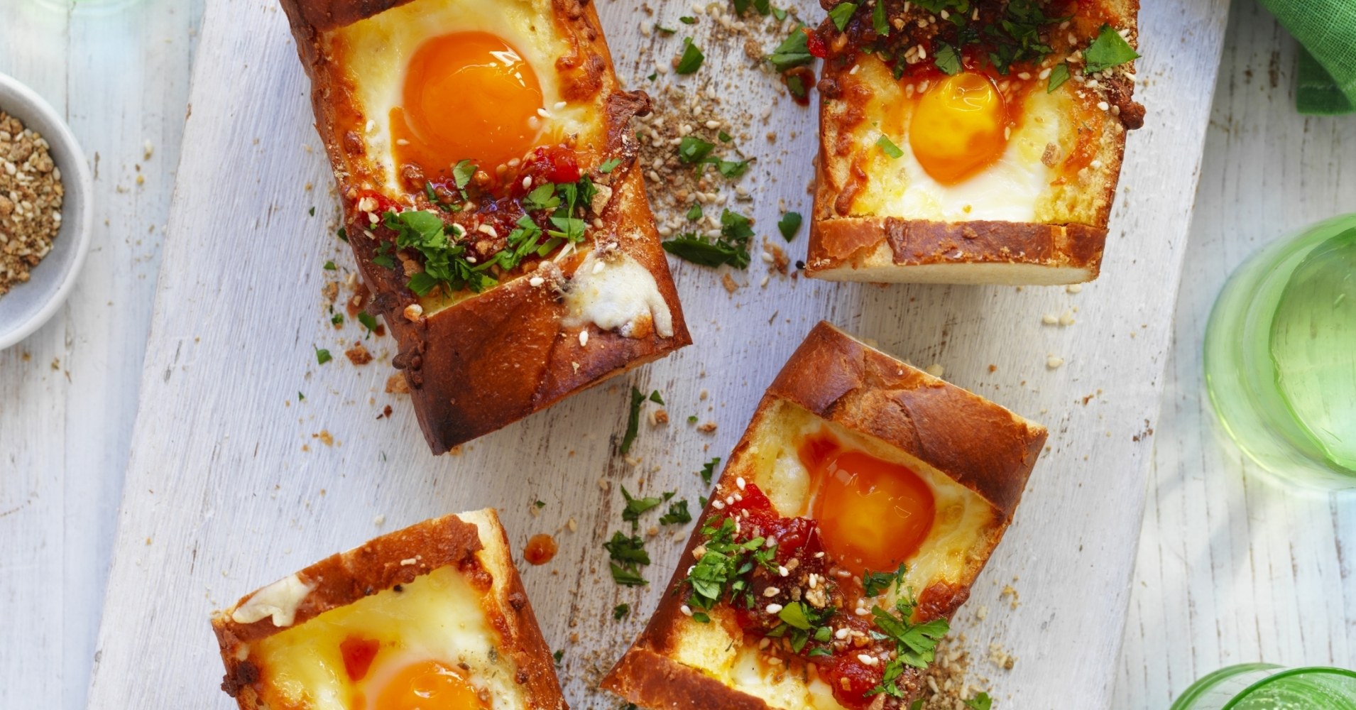 Baguette Baked Eggs Recipe | myfoodbook