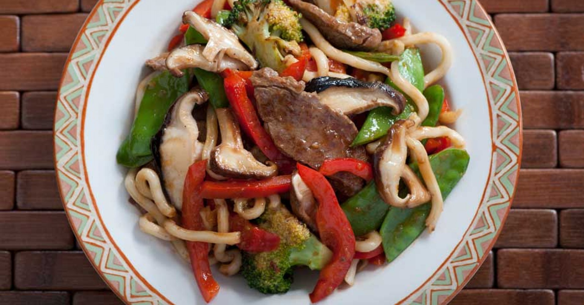 Sesame and Garlic Beef with Shitake Mushrooms and Noodles Recipe | myfoodbook