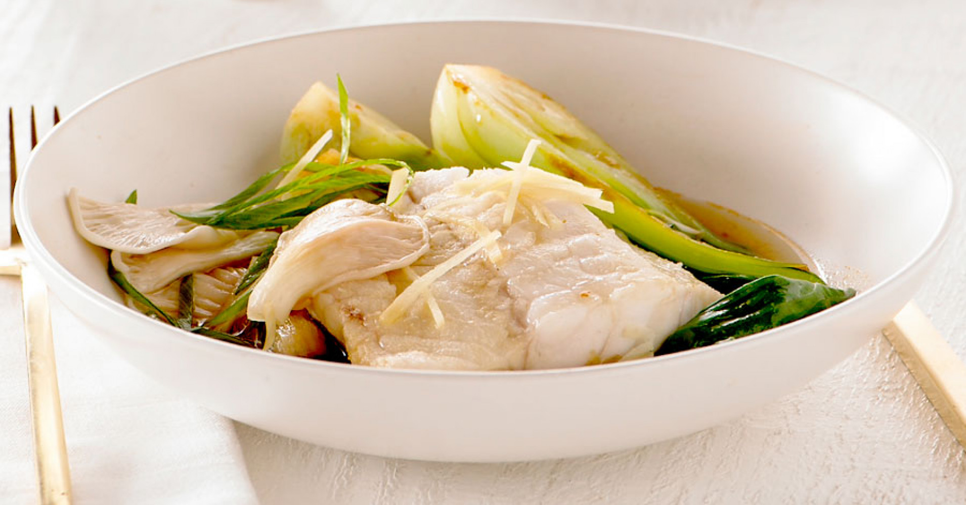 Steamed Fish with Ginger & Oyster Mushrooms Recipe | myfoodbook