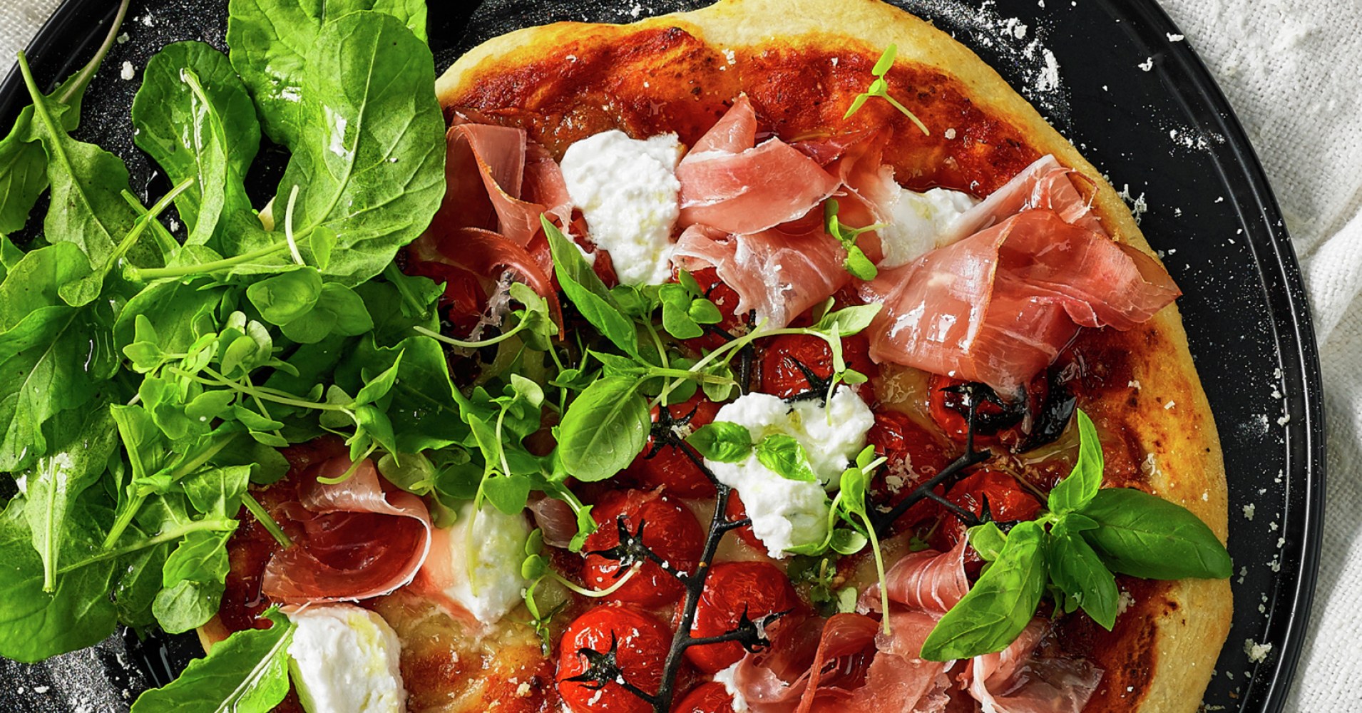 Goats Cheese and Prosciutto Pizza Recipe | myfoodbook | Easy Prosciutto Pizza recipe