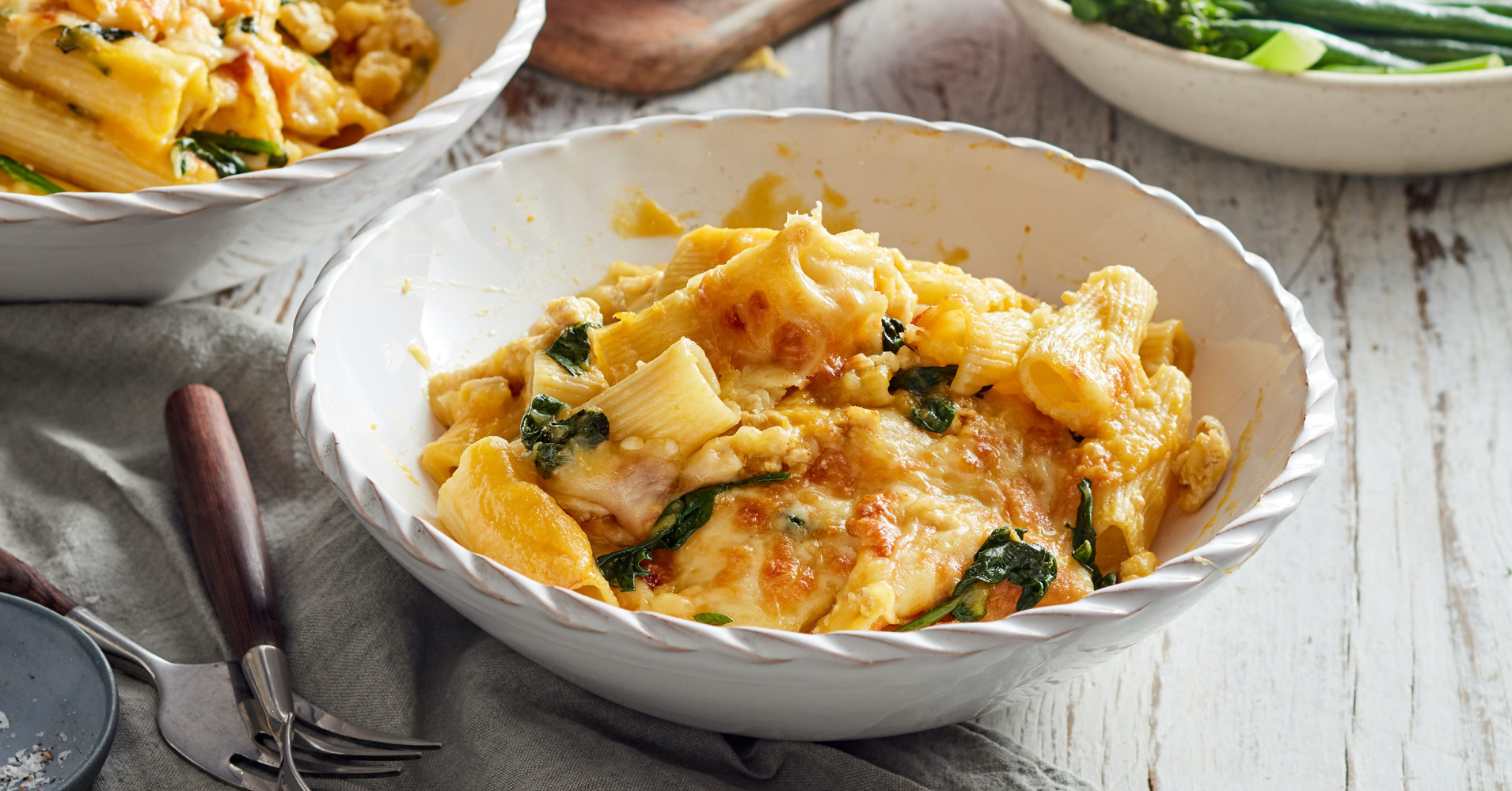 Quick Chicken, Spinach and Pumpkin Pasta Bake Recipe | myfoodbook | Pasta bake with chicken recipe