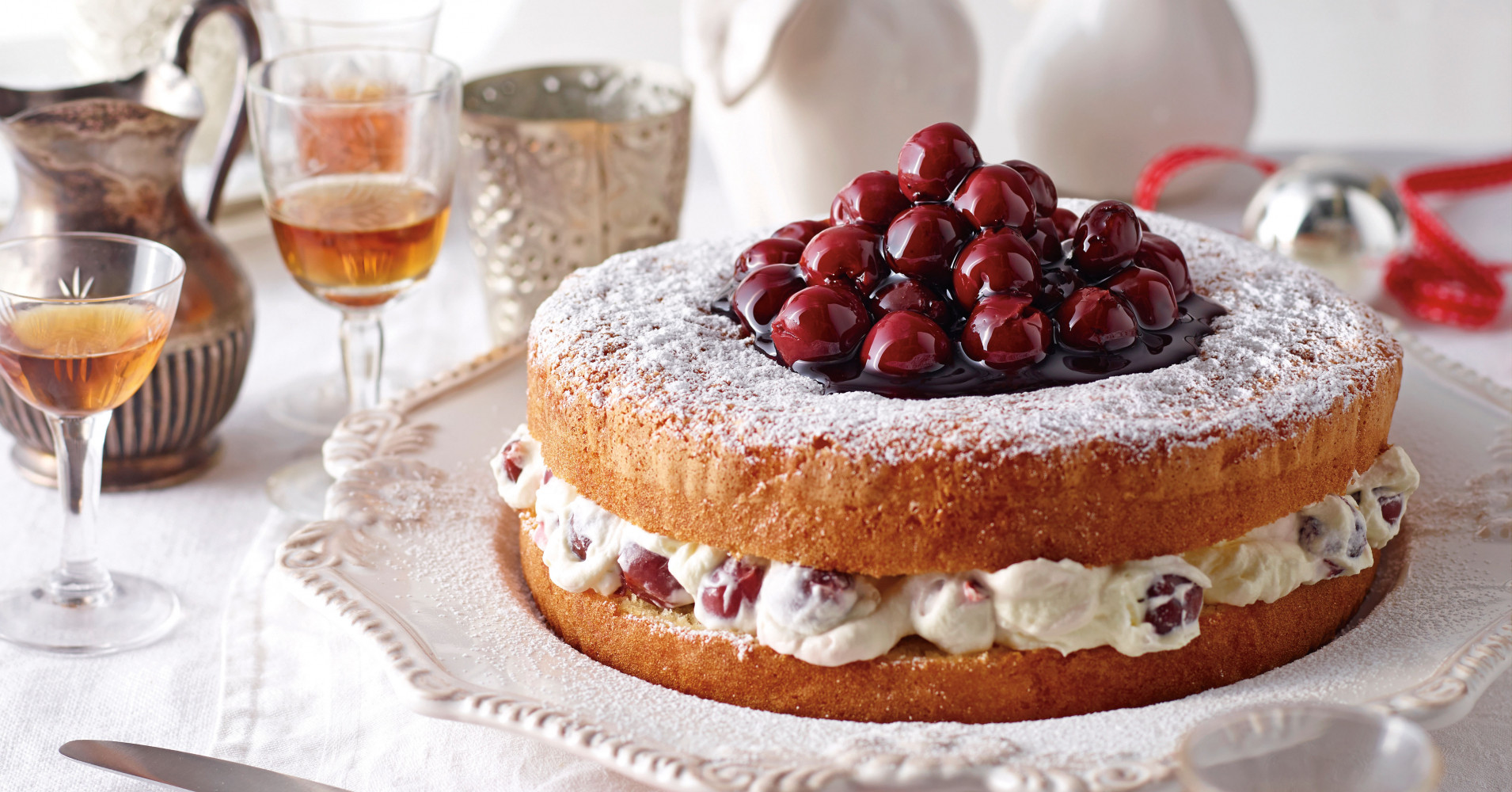 Victorian Tea-Cake with Cherry Cream Filling Recipe | myfoodbook