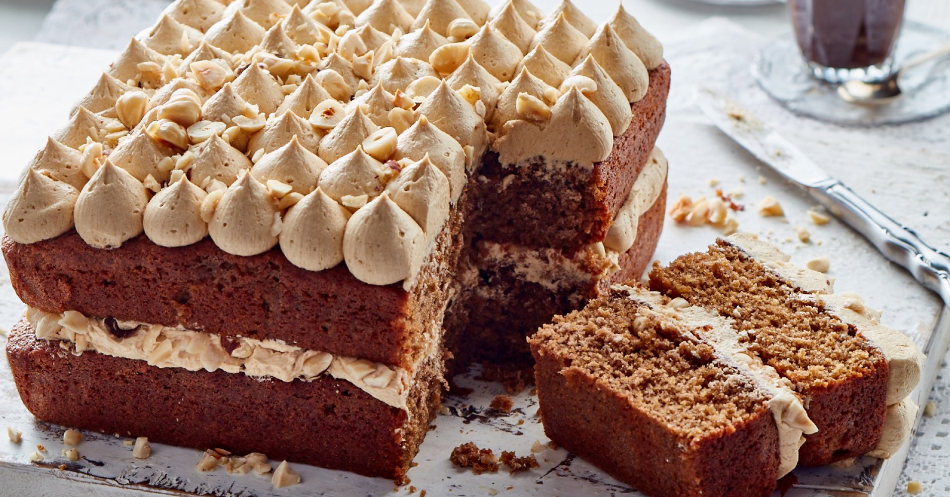 Coffee and Hazelnut Layer Cake Recipe | myfoodbook